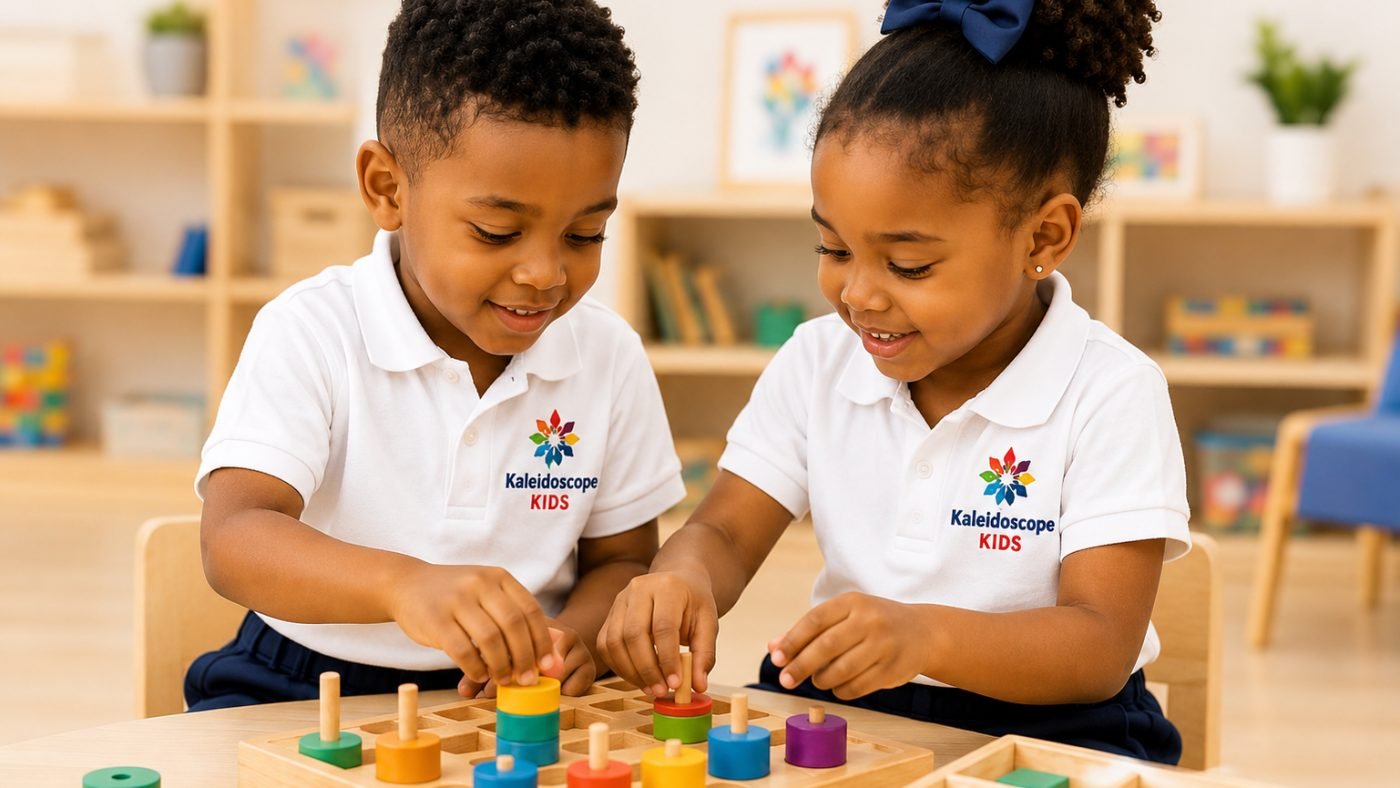 Children working together at a table