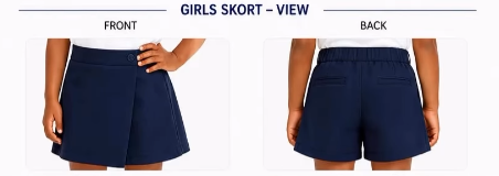 Girls skort, front and back view
